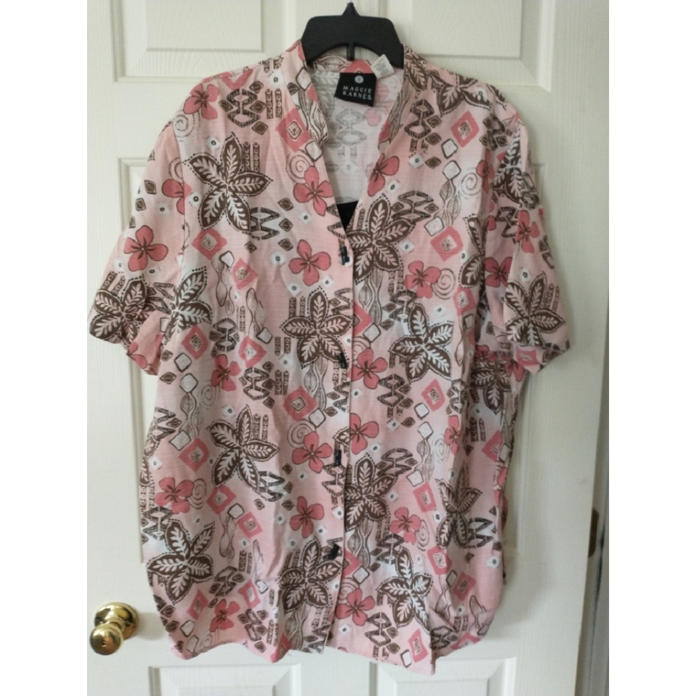 Maggie Barnes Women's Pink & Black Plus Size 28W Summer 2Fer Twofer Top